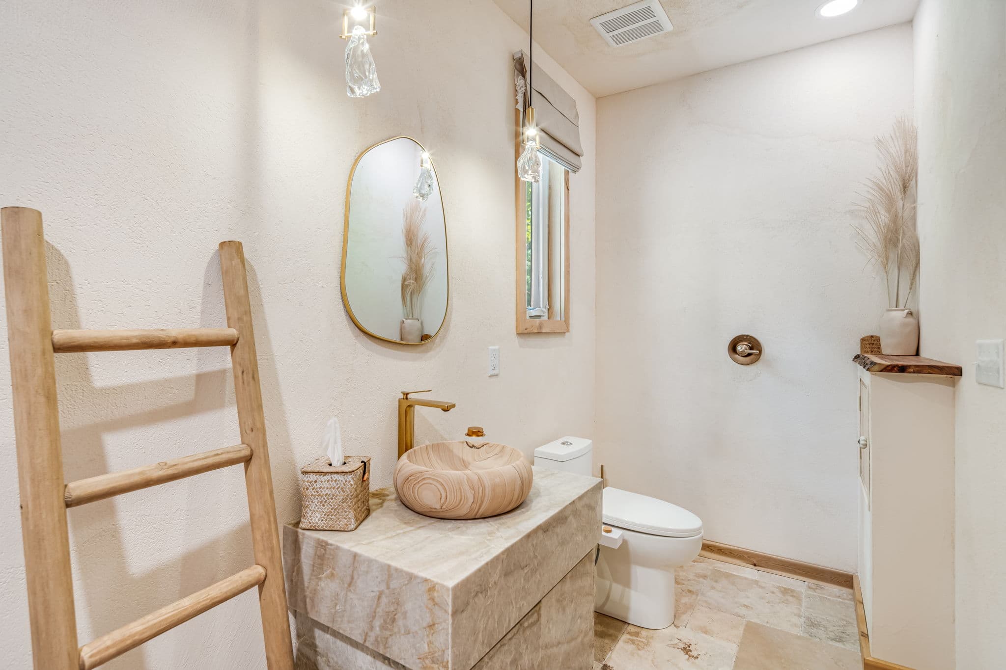 Hand-built stone cabinetry