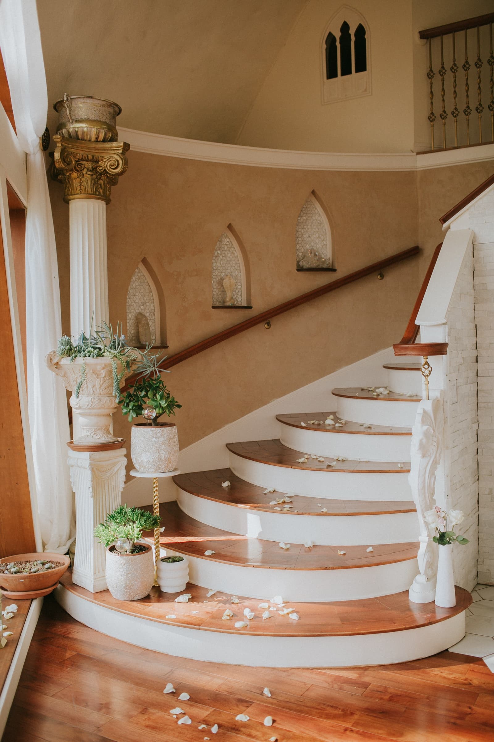 Wedding ceremony setup inside the dome home at Azura