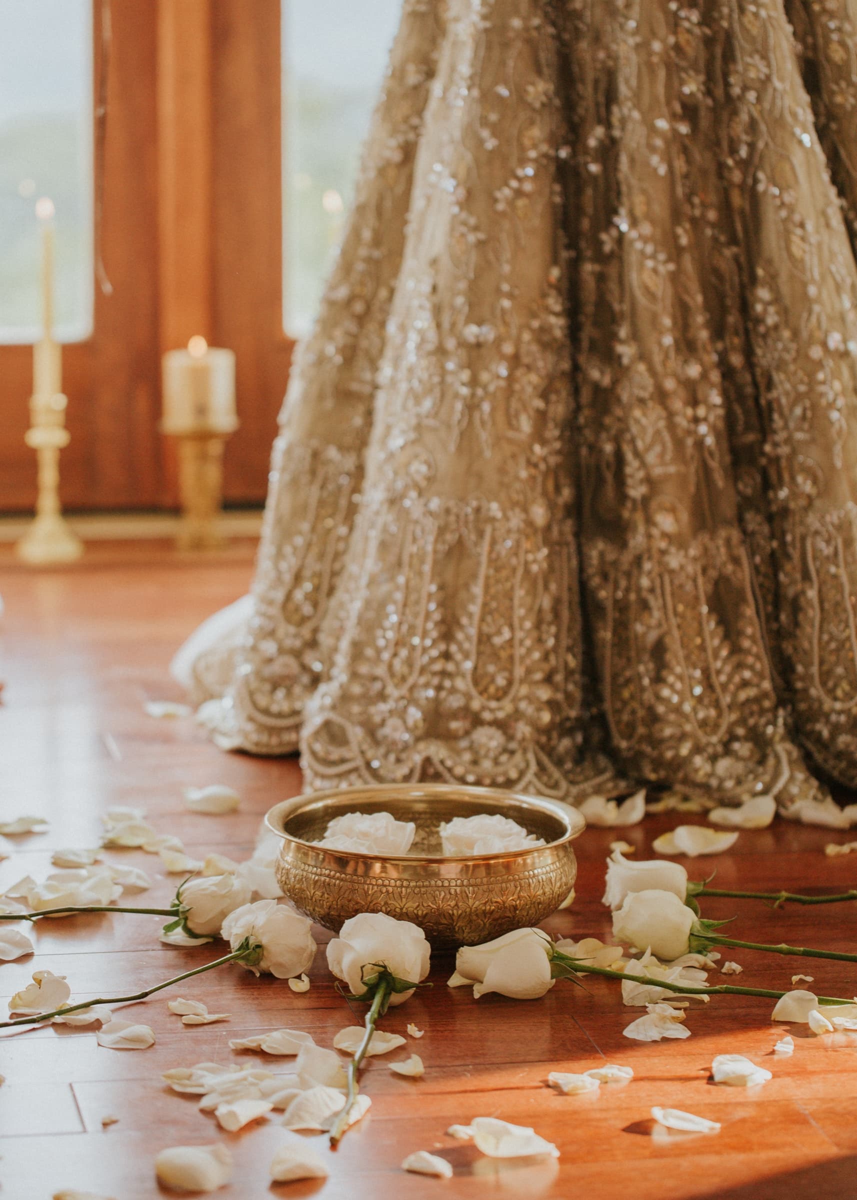 Wedding ceremony beneath the dome's cathedral windows at Azura